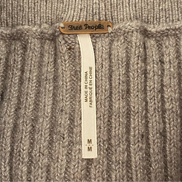 Free People Midi Skirt Gray Golden Hour Ribbed Sweater Minimal Coastal Resort M - Picture 3 of 7